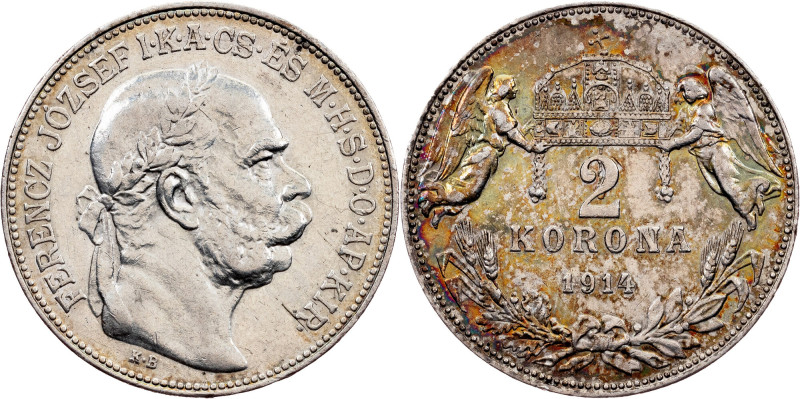 Franz Joseph I, 2 Korona 1914, KB, Kremnitz Franz Joseph I, 2 Korona 1914, KB, K...