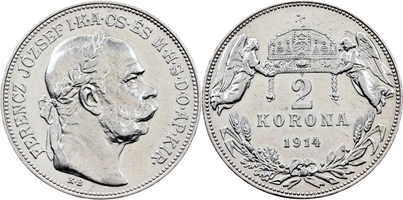 Franz Joseph I, 2 Korona 1914, KB, Kremnitz Franz Joseph I, 2 Korona 1914, KB, K...