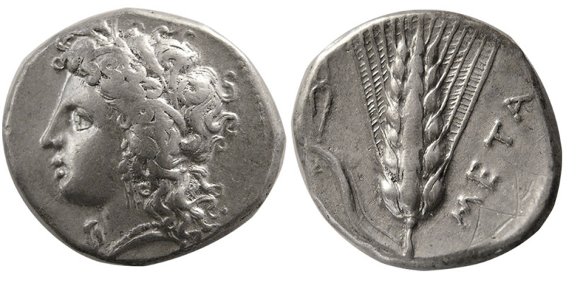 LUCANIA, Metapontum. Circa 325-280 BC. AR Stater (7.80 gm; 21 mm). Head of Demet...