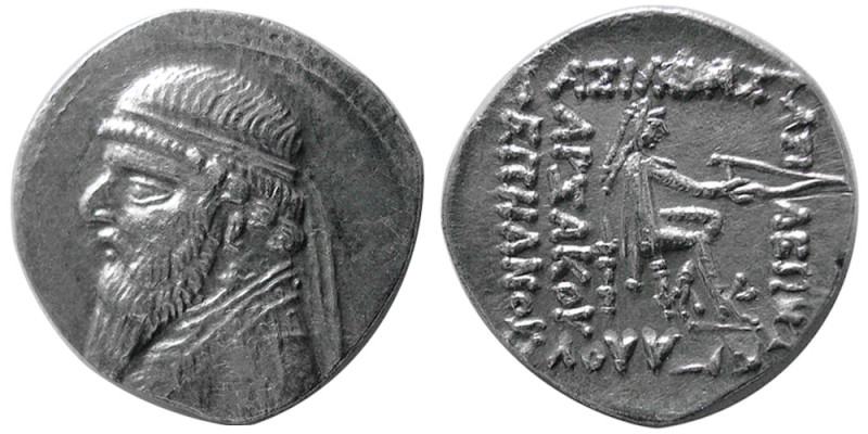 KINGS of PARTHIA. Mithradates II, 121-91 BC. AR Drachm (3.98 gm; 21 mm). Ekbatan...