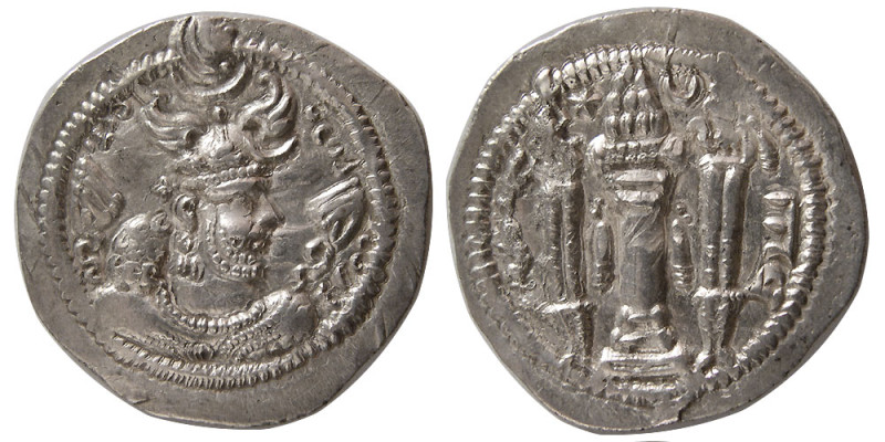 SASANIAN KINGS. Peroz, (459-484 AD). Silver Drachm (4.10 gm; 26 mm). "AS" for As...