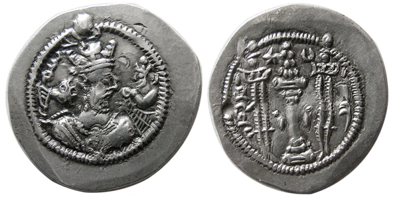 SASANIAN KINGS. Zamasp, 496-498/9 AD. Silver Drachm (4.10 gm; 30 mm). Zamasp cro...