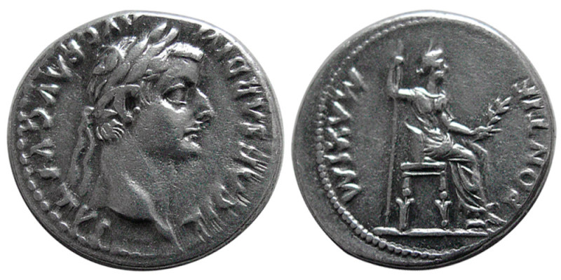 ROMAN EMPIRE. Tiberius 14-37 AD. AR Denarius "Tribute Penny" (3.80 gm; 18 mm). L...