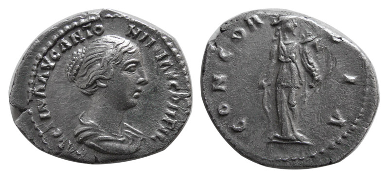 ROMAN EMPIRE; Faustina II. 149-152 AD. AR Denarius (2.98 gm; 20 mm). Rome. FAVST...