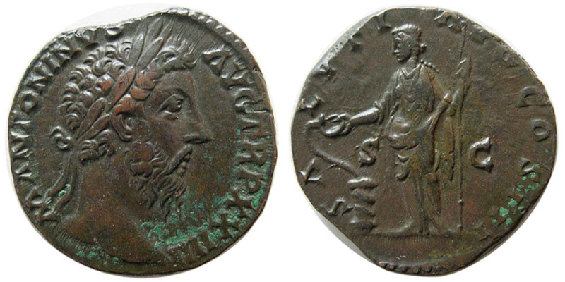 ROMAN EMPIRE; Marcus Aurelius, 161-180 AD. Æ Sestertius (24.38 gm; 28 mm). Rome,...