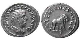 ROMAN EMPIRE, Philip I, 244-249 AD. AR Antoninianus. Rare.