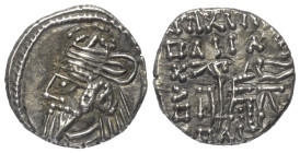 Imitationen griechischer Münzen.


Nachahmung einer Prägung des Osroes II. (190 n. Chr.), Arsakidisches Königreich Parthien.

Drachme (Silber), u...