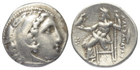 Königreich Makedonien. Alexander III. der Große (336 - 323 v. Chr.).

 Drachme (Silber). Ca. 323 - 319 v. Chr. Kolophon.
Vs: Kopf des jugendlichen ...