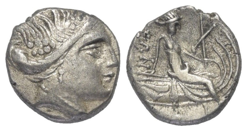 Euböa. Histiaia.

 Tetrobol (Silber). Ca. 3. - 2. Jhdt. v. Chr.
Vs: Kopf der ...