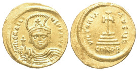 Heraclius (610 - 641 n. Chr.).

 Solidus (Gold). 610 - 613 n. Chr. Constantinopolis.
Vs: d N hERACLI - VS P P AVI. Gekrönte Büste mit federbuschges...
