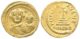 Heraclius (610 - 641 n. Chr.).

 Solidus (Gold). 616 - 625 n. Chr. Constantinopolis.
Vs: Gekrönte Büsten des Heraclius und des Heraclius Constantin...