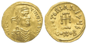 Constantinus IV. Pogonatus (668 - 685 n. Chr.).

 Tremissis (Gold). Constantinopolis.
Vs: d N CONSTANTINS P P A. Büste mit Diadem, Panzer und Palud...