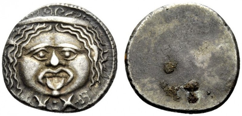 GREEK COINS 
 Etruria, Populonia 
 20 units after 211, AR 8.34 g. Gorgoneion; ...