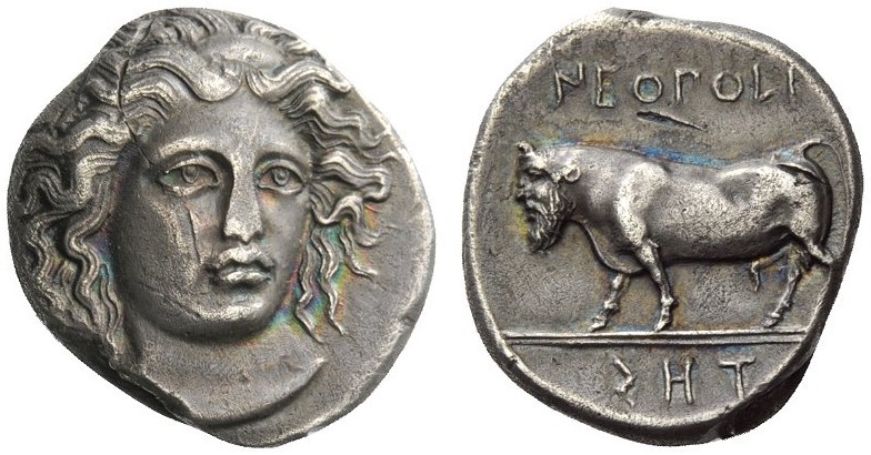 GREEK COINS 
 Neapolis 
 Didrachm circa 400-380, AR 7.42 g. Diademed head of n...