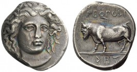 GREEK COINS 
 Neapolis 
 Didrachm circa 400-380, AR 7.42 g. Diademed head of nymph Parthenope facing three-quarters r. Rev. NEOPOLI / THS partially ...