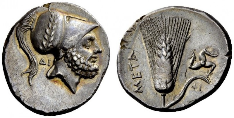 GREEK COINS 
 Lucania, Metapontum 
 Nomos circa 290-280, AR 7.88 g. Bearded he...