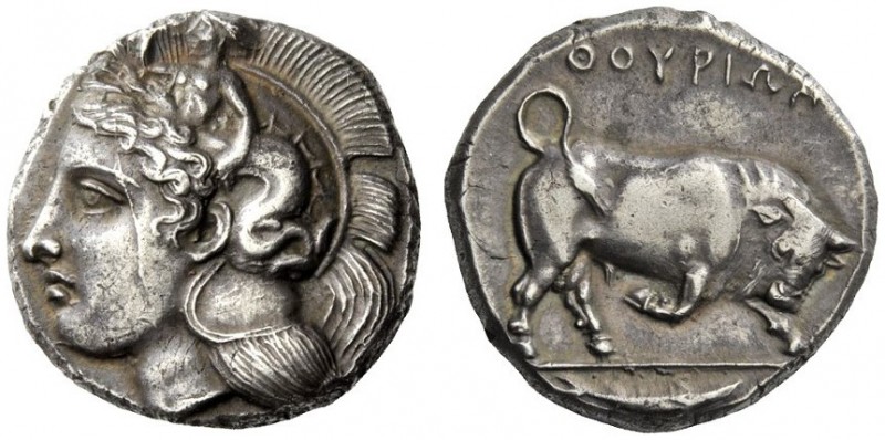 GREEK COINS 
 Thurium 
 Di-nomos circa 380-360, AR 15.90 g. Head of Athena l.,...