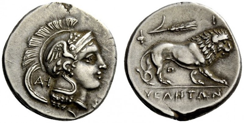 GREEK COINS 
 Velia 
 Didrachm circa 300-280, AR 7.51 g. Head of Athena r., we...
