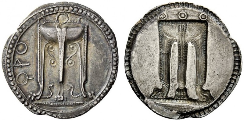 GREEK COINS 
 Croton 
 Nomos circa 520-510, AR 8.14 g. (koppa)PO Tripod with l...