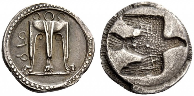 GREEK COINS 
 Croton 
 Nomos circa 480-460, AR 7.87 g. (koppa)PO Tripod with l...