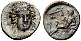 GREEK COINS
Croton
Nomos circa 380-350, AR 7.94 g. Head of Hera Lacinia facing three-quarters r., wearing stephane decorated with palmette flanked b...