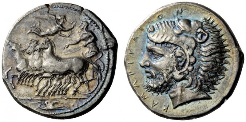 GREEK COINS 
 Sicily, Camarina 
 Tetradrachm circa 415-400, AR 16.80 g. Fast q...