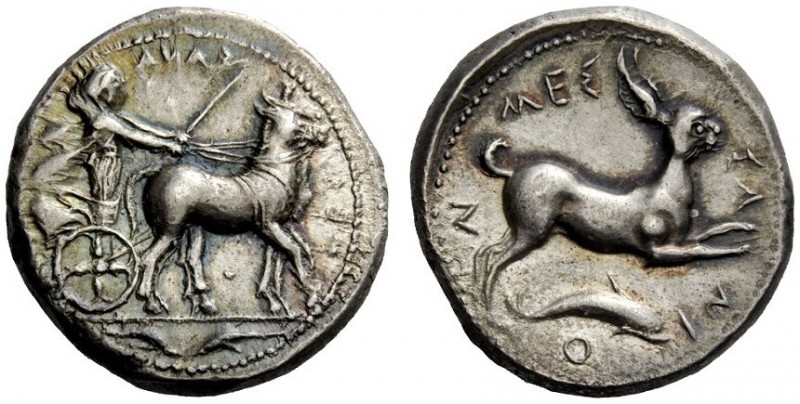 GREEK COINS 
 Zankle-Messana 
 Tetradrachm circa 420-413, AR 17.30 g. MES - SA...