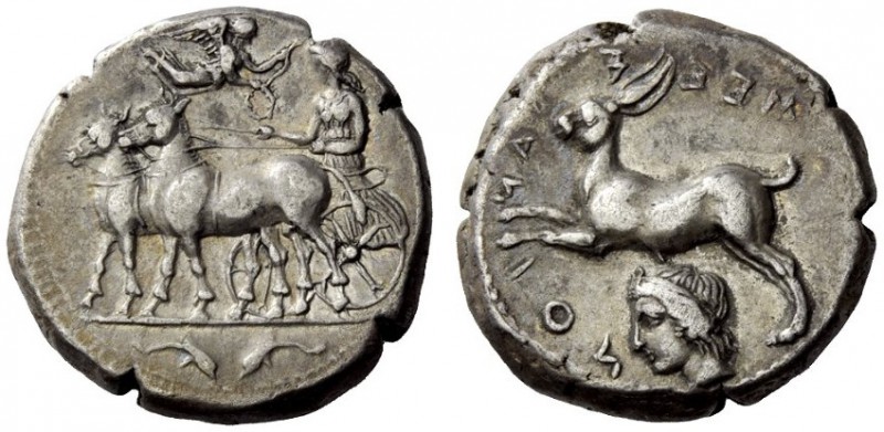 GREEK COINS 
 Zankle-Messana 
 Tetradrachm circa 412-408, AR 17.18 g. Slow big...