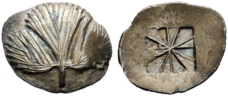 GREEK COINS 
 Selinus 
 Didrachm circa 500, AR 8.17 g. Selinon leaf. Rev. Mill...