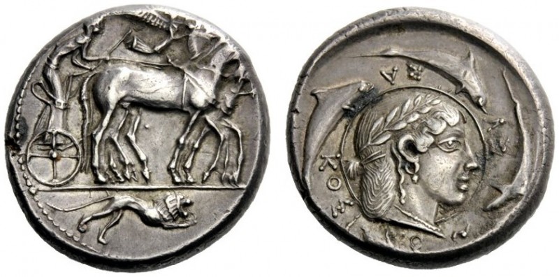 GREEK COINS 
 Syracuse 
 Tetradrachm of the Demareteion series circa 470-460, ...