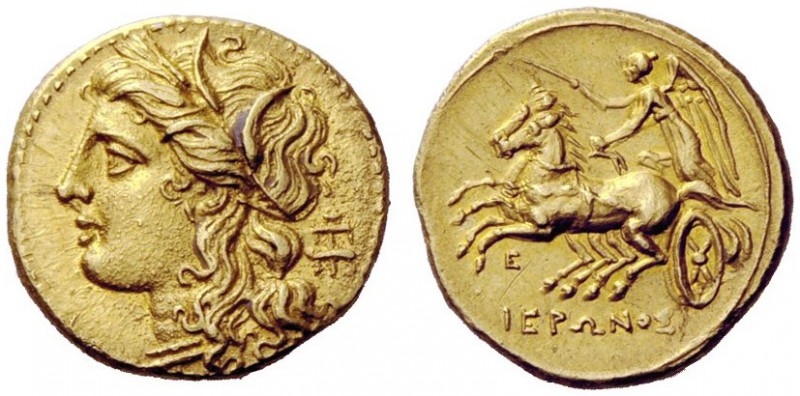 GREEK COINS 
 Syracuse 
 Decadrachm 217-214, AV 4.26 g. Head of Kore-Persephon...