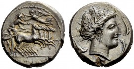 GREEK COINS 
 The Carthaginians in Sicily and North Africa 
 Tetradrachm, uncertain mint in Sicily circa 330-305, AR 17.16 g. Prancing quadriga driv...