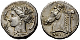 GREEK COINS 
 The Carthaginians in Sicily and North Africa 
 Tetradrachm, uncertain mint in Sicily circa 320-315, AR 17.15 g. Barley wreathed head o...
