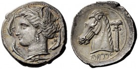 GREEK COINS 
 The Carthaginians in Sicily and North Africa 
 Tetradrachm, uncertain mint in Sicily circa 320-315, AR 16.88 g. Barley wreathed head o...