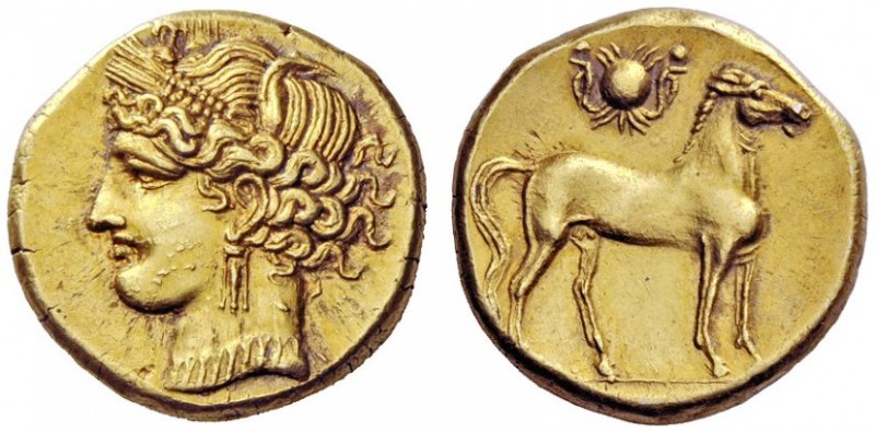 GREEK COINS 
 The Carthaginians in Sicily and North Africa 
 Trihemistater, Ca...