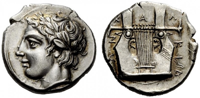 GREEK COINS 
 Olynthus 
 Tetradrachm circa 410-400, AR 14.46 g. Laureate head ...