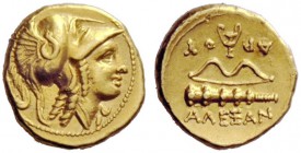 GREEK COINS 
 Alexander III, 336 – 323 and posthumous issues 
 1/4 stater, Amphipolis circa 330-320, AV 2.15 g. Head of Athena r., wearing triple-cr...