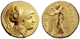 GREEK COINS 
 Alexander III, 336 – 323 and posthumous issues 
 Stater, Colophon circa 319-310, AV 8.56 g. Head of Athena r., wearing triple-crested ...
