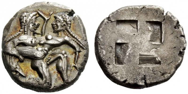 GREEK COINS 
 Islands off Thrace, Thasos 
 Stater circa 525-463, AR 9.38 g. Na...