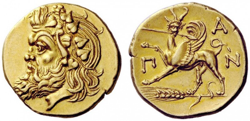 GREEK COINS 
 The Tauric Chersonesus, Panticapaeum 
 Stater circa 340-325, AV ...