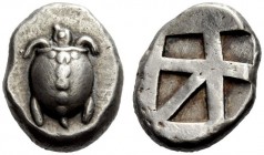GREEK COINS 
 Islands off Attica, Aegina 
 Stater circa 480-457, AR 12.48 g. Sea turtle seen from above. Rev. Incuse square with skew pattern. Milba...