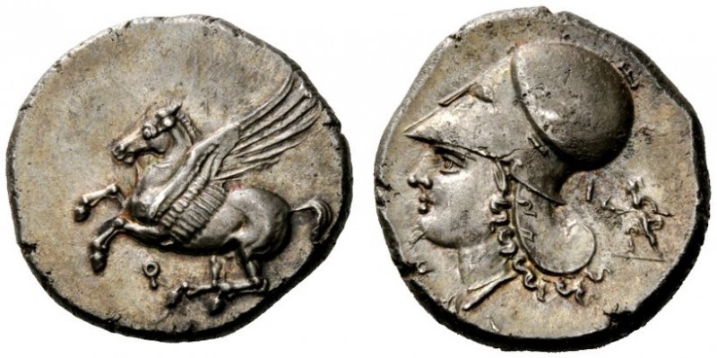 GREEK COINS 
 Corinthia, Corinth 
 Stater circa 345-307, AR 8.60 g. Pegasus fl...