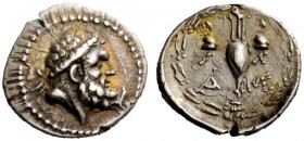 GREEK COINS 
 Laconia, Lacedaemon (Sparta) 
 Triobol circa 80s-60s/50s, AR 2.40 g. Pearl-diademed and bearded head of Heracles r. Rev. L - A Snake c...