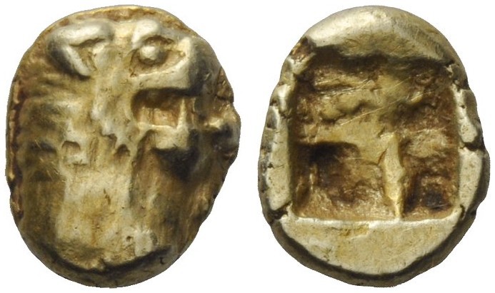 GREEK COINS 
 Ionia, uncertain mint 
 Phocaic 1/24 stater circa 550, EL 1.32 g...