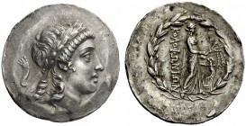 GREEK COINS 
 Colophon 
 Tetradrachm circa 155-145, AR 16.29 g. Laureate head of Apollo r. Rev. KOΛOΦΩ NIΩN Apollo Clarius standing r. with filleted...