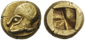GREEK COINS 
 Phocaea 
 Hecte circa 625-575, EL 2.57 g. Warrior head l., wearing Corinthian helmet; behind, seal. Rev. Square incuse punch with irre...