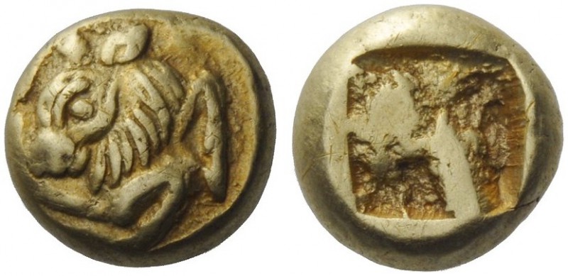 GREEK COINS 
 Phocaea 
 Hecte circa 625-575, EL 2.59 g. Forepart of bull r., h...
