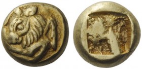GREEK COINS 
 Phocaea 
 Hecte circa 625-575, EL 2.59 g. Forepart of bull r., head reverted; behind, seal. Rev. Square punch with irregular surfaces....