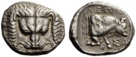 GREEK COINS 
 Islands off Ionia, Samos 
 Tetradrachm circa 400-365, AR 15.19 g. Lion’s scalp. Rev. LEWS Forepart of bull r. wearing ornamental colla...