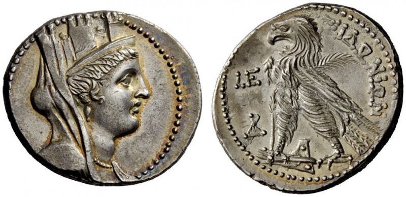 GREEK COINS 
 Phoenicia, Sidon 
 Tetradrachm 107/106, AR 13.78 g. Turreted, dr...